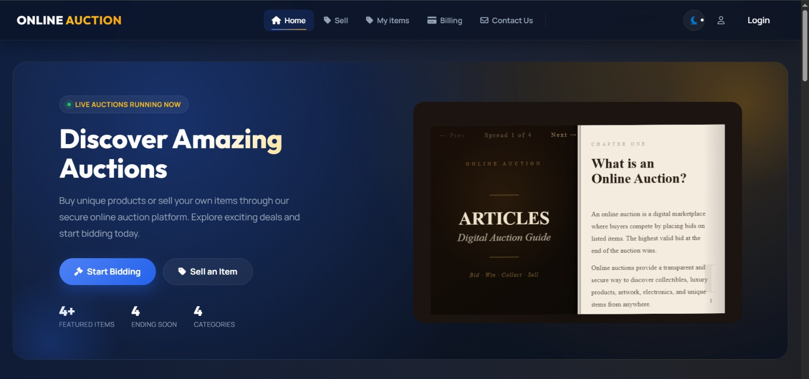 Online Auction project by ELFO Innovations